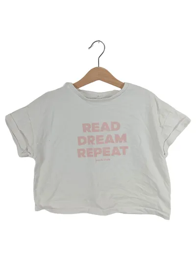 MANGO Mädchen T-Shirt Gr. 140 Weiß Read Dream Repeat Baumwolle