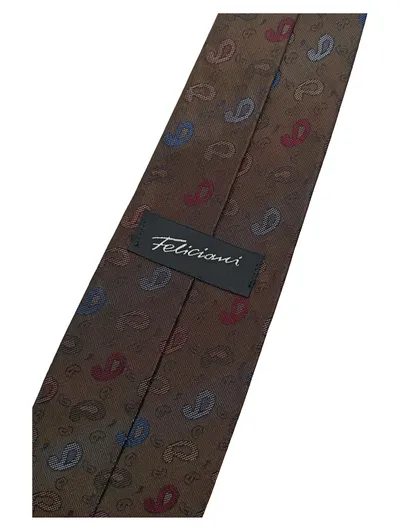 Feliciani Herren Krawatte Braun Paisley Seide 7 cm Business
