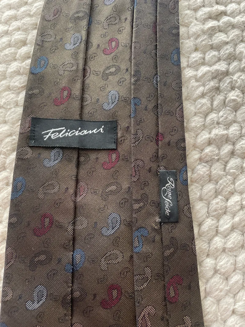 Feliciani Herren Krawatte Braun Paisley Seide 7 cm Business 3