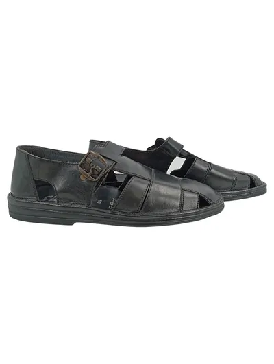 Sioux Herren Sandalen Leder Schwarz Gr. 42.5 Klassisch