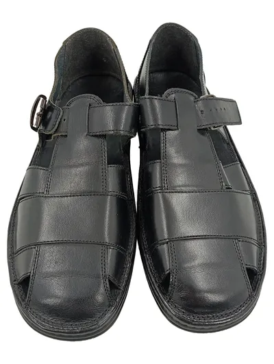 Sioux Herren Sandalen Leder Schwarz Gr. 42.5 Klassisch