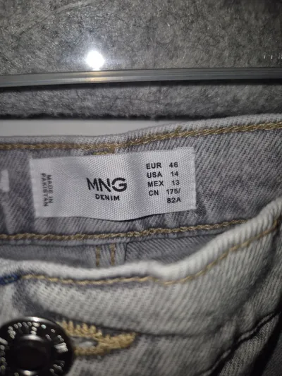 MANGO MNG Denim Mom Jeans Damen Gr. 46 Grau Casual Baumwolle