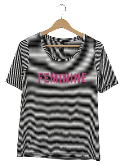 Eksept Damen T-Shirt Schwarz Gestreift Schriftzug Gr. 36, S