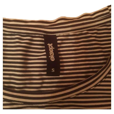 Eksept Damen T-Shirt Schwarz Gestreift Schriftzug Gr. 36, S