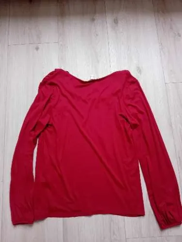 EDC by Esprit Damen Langarmshirt Gr. M Rot Boho Quasten Viskose