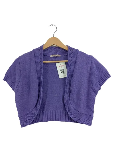 Anna Field Damen Bolero Strickjacke Kurzarm Gr. 36 Lila Cropped