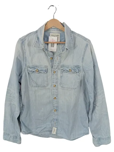 Abercrombie & Fitch Herren Jeanshemd Freizeithemd Blau Gr. 50 L Baumwolle