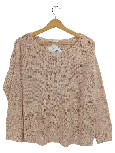 Esprit Damen Pullover Gr. 42 L Beige Strickmuster Casual