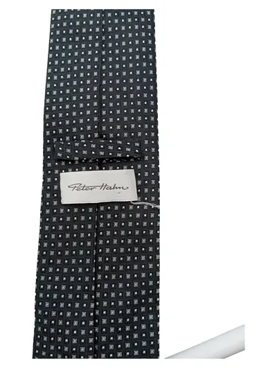Peter Hahn Krawatte Herren Schwarz Seide Geometrisch Business 155 cm