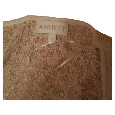 Apricot Damen Strickjacke Weiß Gr. 40 L Bindeverschluss Lochmuster