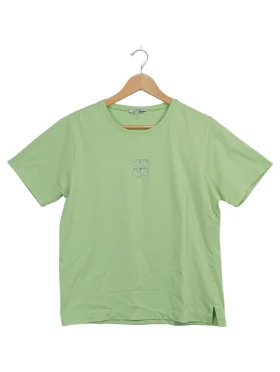 Barisal Damen T-Shirt Gr. 42/XL Grün Kurzarm Stickerei Casual