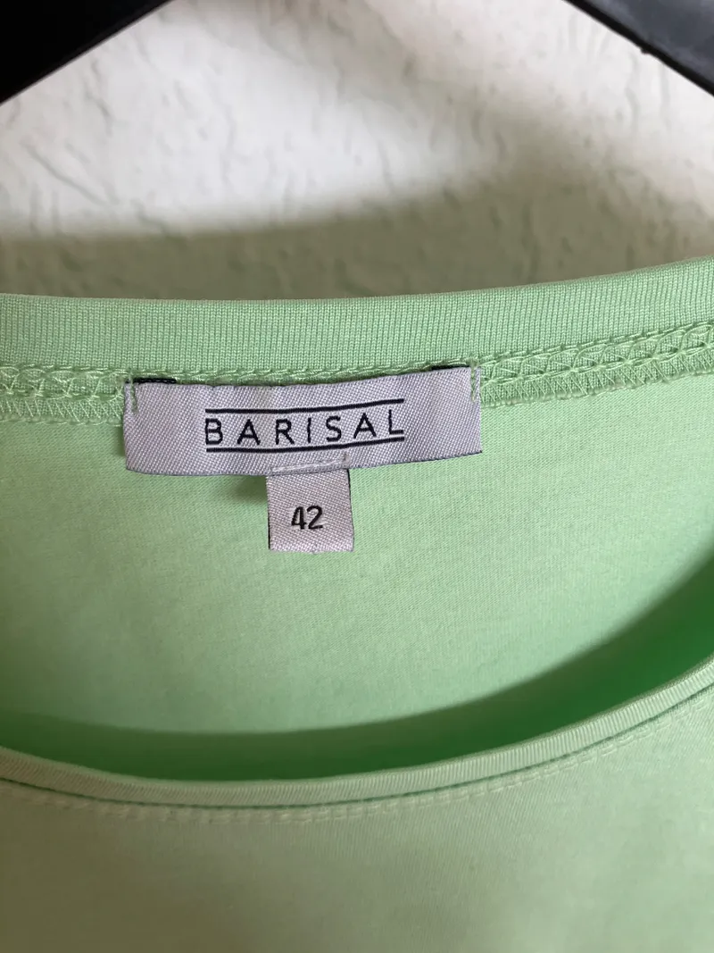 Barisal Damen T-Shirt Gr. 42/XL Grün Kurzarm Stickerei Casual 2