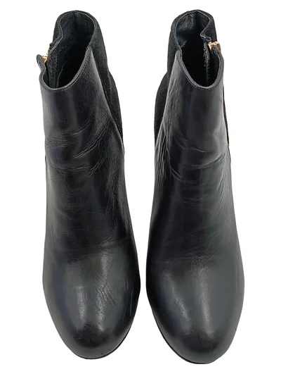 Another A Damen Stiefelette Schwarz Gr. 40 Leder Wildleder Absatz 12cm