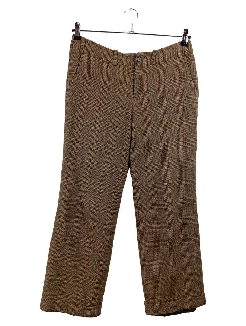 Ralph Lauren Anzughose Damen Gr. 44 kariert Wolle braun klassisch 1