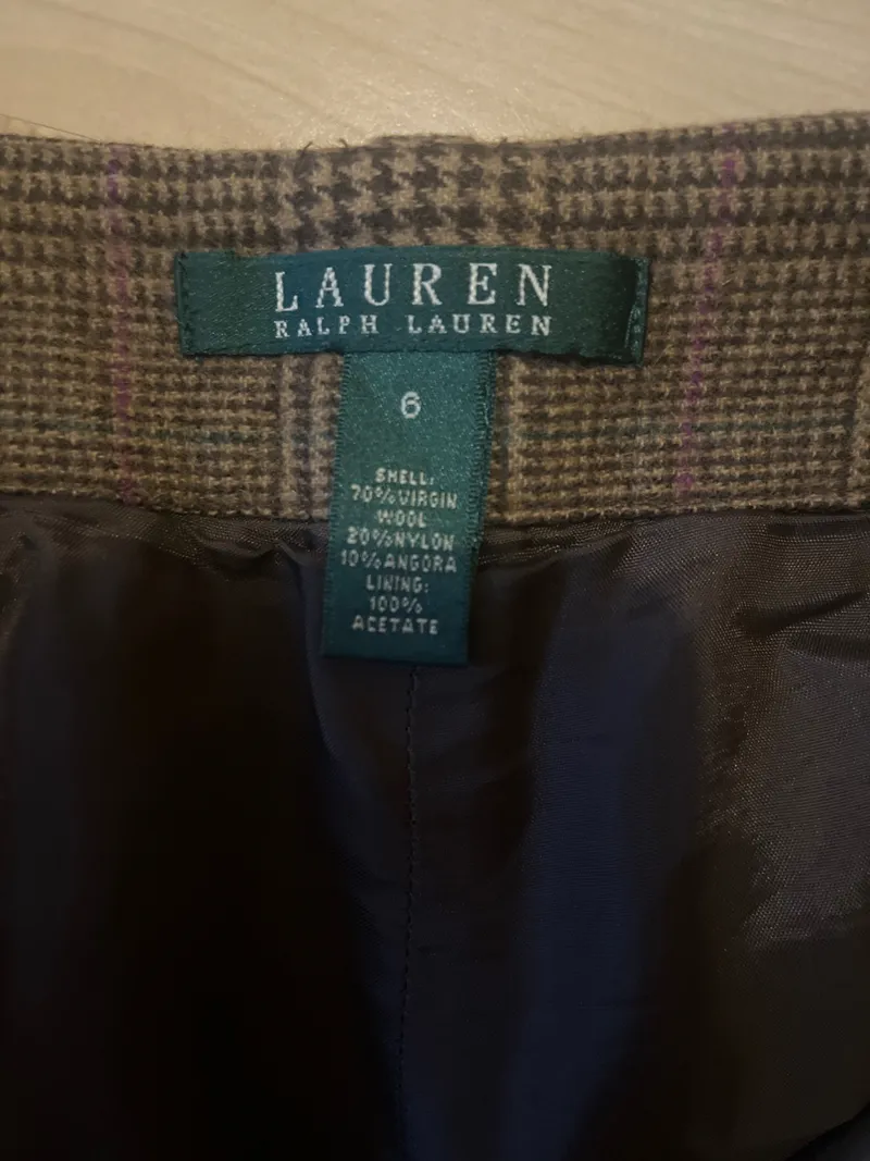 Ralph Lauren Anzughose Damen Gr. 44 kariert Wolle braun klassisch 3
