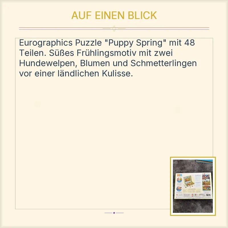 EuroGraphics Puzzle Puppy Spring 48 Teile Hunde Welpen Bauernhof Blumen 3
