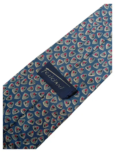 Feliciani Krawatte Herren Blau Seide Geometrisch Business 8 cm