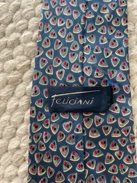 Feliciani Krawatte Herren Blau Seide Geometrisch Business 8 cm 3
