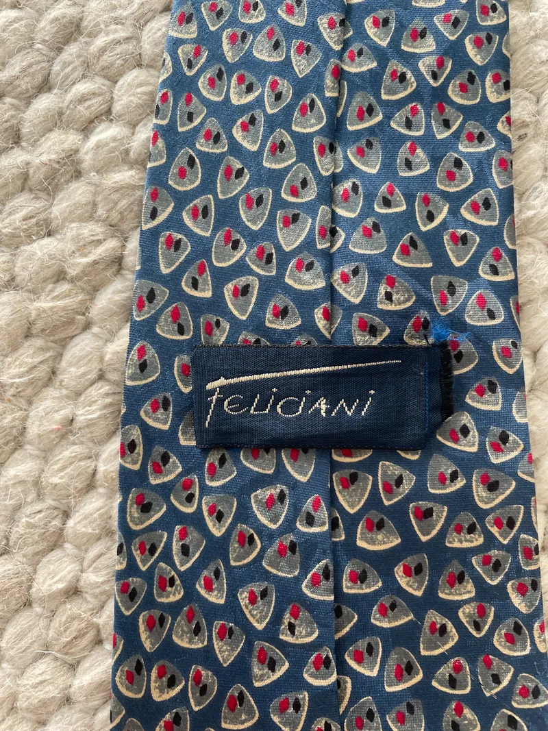Feliciani Krawatte Herren Blau Seide Geometrisch Business 8 cm 3