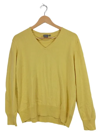 Adagio Herren Pullover V-Ausschnitt Gelb Gr. 48 M Seide Kaschmir Basic