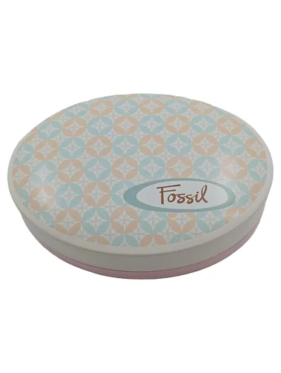 Fossil Schmuckdose Schmuckschatulle oval Retro Muster Metalldose