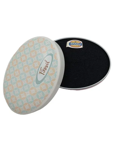 Fossil Schmuckdose Schmuckschatulle oval Retro Muster Metalldose