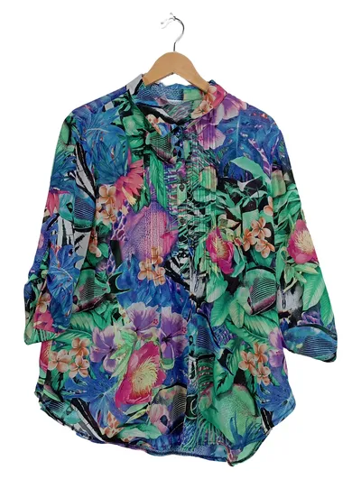 Canda Damen Hemdbluse Bluse Mehrfarbig Blumenmuster Gr. 48