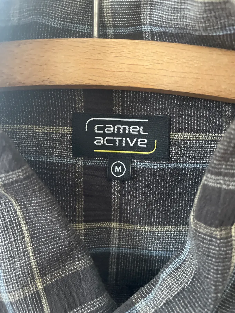 camel active Herren Freizeithemd Grau Kariert Gr. 48, M Langarm Baumwolle 2
