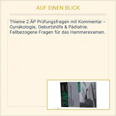 Thieme 2. ÄP Prüfungsfragen Gynäkologie Geburtshilfe Pädiatrie Hammerexamen