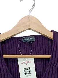Connemara Damen Stricktop Ärmellos Lila Gr. M Wolle Rippstrick 3