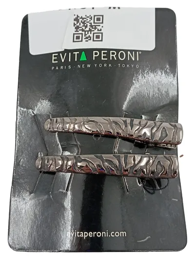 EVITA PERONI Haarspangen 2er Set Damen Silber 6 cm Haarclip Tierdruck Elegant