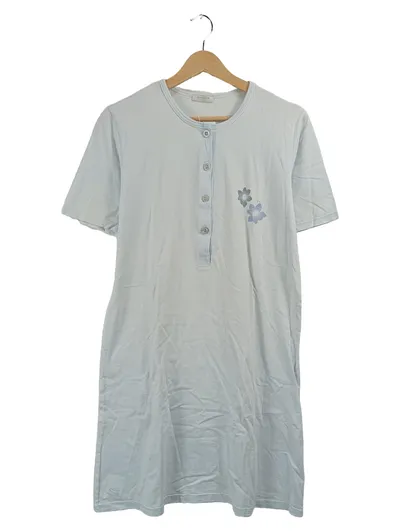 Schiesser Damen Nachthemd Kurzarm Blau Blumenmuster Gr. 38 M