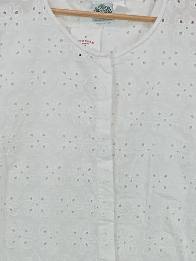 Hammerschmid Damen Bluse Gr. 46 Weiß Lochstickerei Kurzarm Tracht