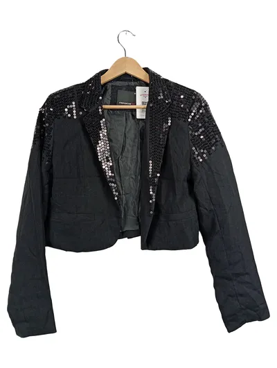 Fishbone Damen Bolero Jacke Gr. M Schwarz Pailletten Glamourös Party