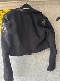 Fishbone Damen Bolero Jacke Gr. M Schwarz Pailletten Glamourös Party 2