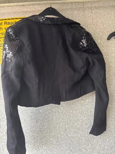 Fishbone Damen Bolero Jacke Gr. M Schwarz Pailletten Glamourös Party 2
