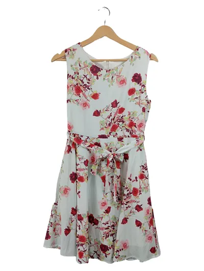 Yumi Damen Kleid Blumenmuster A-Linie Gr. 38 Mintgrün Rosen Schleife