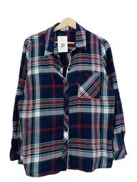 Collection L Flanell Hemdbluse Damen Gr. 44 Kariert Blau Rot Grün Langarm 1