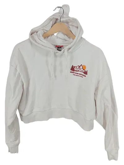 The North Face Damen Kapuzenpullover Hoodie Weiß Gr. 40 L Cropped Logo