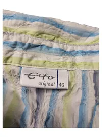 ERFO Damen Bluse Gr. 46 Blau Gestreift Kurzarm Casual 2