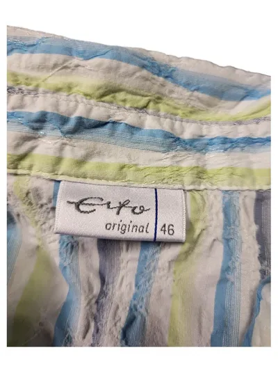 ERFO Damen Bluse Gr. 46 Blau Gestreift Kurzarm Casual