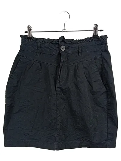 Cache Cache Damen Minirock Schwarz Gr. L Paperbag Baumwolle Casual