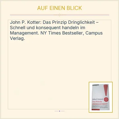 Das Prinzip Dringlichkeit John P. Kotter Campus Verlag Fachbuch Management