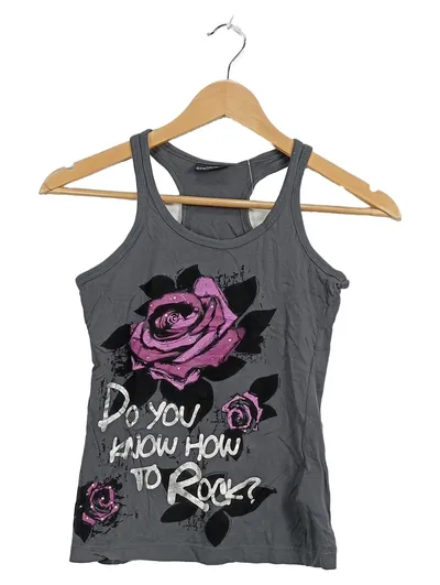 CRASH ONE Kinder Top Mädchen Gr. 134/140 Grau Rosenprint Streetwear