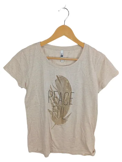 ever.me Damen T-Shirt Beige Federprint Peaceful Gr. S Casual