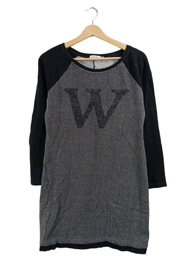 BON'A PARTE Damen Sweatshirt Raglan W-Print Grau Schwarz Gr. M
