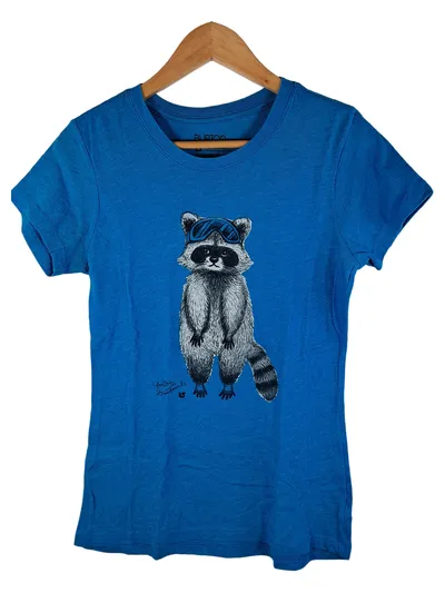 Burton Snowboards Damen T-Shirt Waschbär Print Blau Gr. M