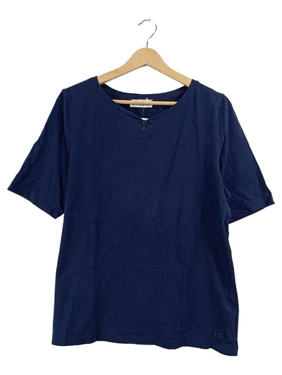 Helena Vera T-Shirt Damen Blau Gr. 40 L Basic Kurzarm Knopfleiste