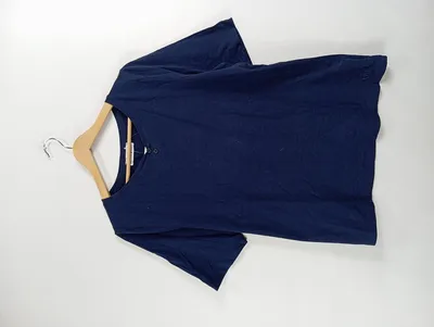Helena Vera T-Shirt Damen Blau Gr. 40 L Basic Kurzarm Knopfleiste
