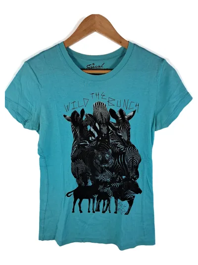 Ezekiel Damen T-Shirt Türkis Zebra Tiger Motiv Gr. M Streetwear